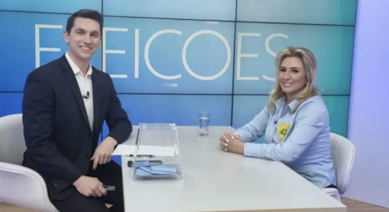 MARCIA GOVERDADORA DE MT Márcia Pinheiro, candidata ao governo de Mato Grosso pelo PV, é entrevistada na TV Centro América