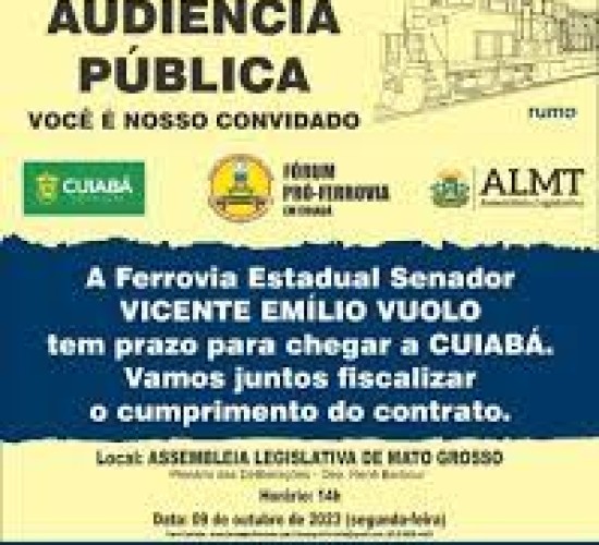 Fórum Pró-Ferrovia realiza audiência pública dia 09 de outubro, na Assembleia Legislativa