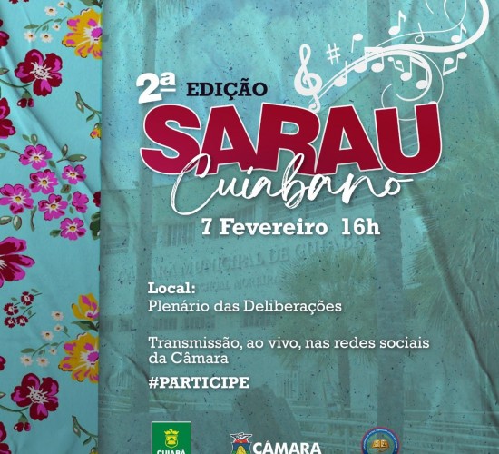 Segunda edição do Sarau Cuiabano acontecerá na Câmara de Cuiabá