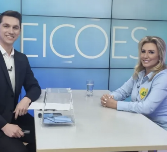 MARCIA GOVERDADORA DE MT Márcia Pinheiro, candidata ao governo de Mato Grosso pelo PV, é entrevistada na TV Centro América