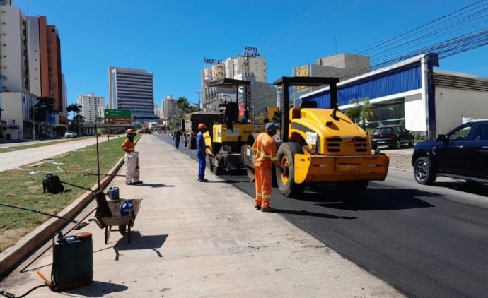 Avenida do CPA começa a ser recapeada em obras do BRT