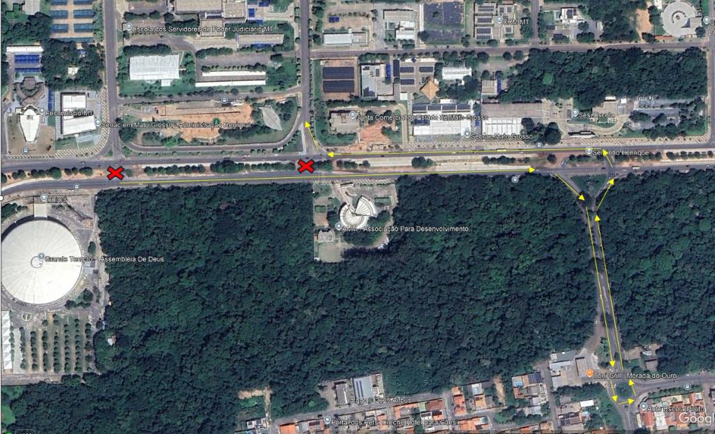 Dois cruzamentos na Avenida do CPA serão temporariamente fechados para obras do BRT