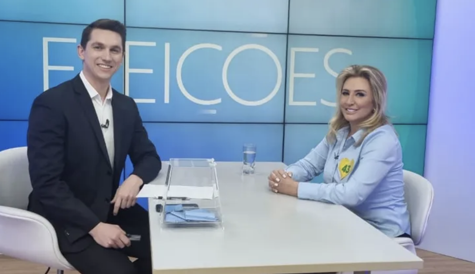 MARCIA GOVERDADORA DE MT Márcia Pinheiro, candidata ao governo de Mato Grosso pelo PV, é entrevistada na TV Centro América